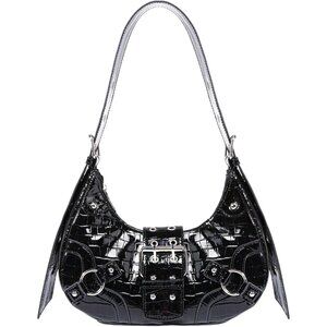 Women's Y2k Purse Goth Handbag Studded PU Leather Clutch Handbag Boho Shoulder B